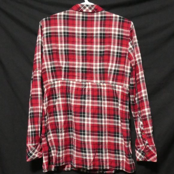 ESPRIT, medium, plaid ruffle shirt, full button front - Picture 2 of 16